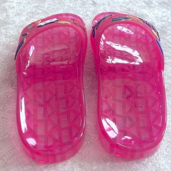 Brand New Karl Lagerfeld Paris Thea Jelly Pool Slides Embellished Pink Sandals - Picture 13 of 16